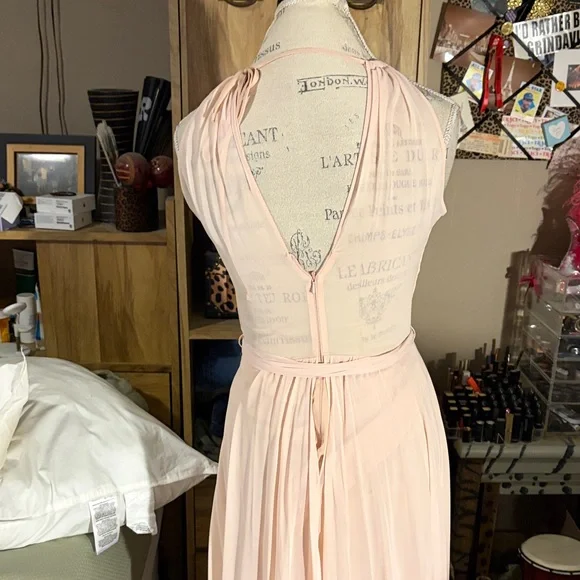 Amsale Halter Pink Dress Gown - 8 - Picture 5 of 7